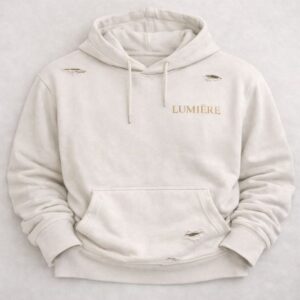 Lumière Distressed Hoodie No. 02 — Crème